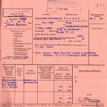 Potvrzení vazební věznice v Georg-Bähr-Straβe o přijetí Františka Spohra, převezeného sem z vazební věznice v Budyšíně, Drážďany, 7. duben 1943. Přelíčení před Lidovým soudním dvorem proběhlo v Berlíně, odkud byl František Spohr transportován zpět do Drážďan. Popraven byl na centrálním popravišti Třetí říše Dresden-Münchner Platz dne 11. srpna 1943. (ABS, f. Německé soudy v Říši, sign. 141-271-1)