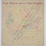 Mapa okresu Velké Meziříčí s vyznačením hranic okrsků po provedené stabilizaci